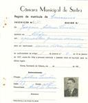 Registo de matricula de carroceiro em nome de Joaquim Antunes Simões, morador em Albogas, com o nº de inscrição 2135.