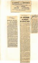 Noticia publicada pelo jornal "O Século", "Jornal do Comércio" e "A tarde" sobre a reabertura do Casino de Sintra.