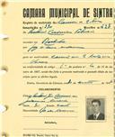 Registo de matricula de carroceiro de 2 bois em nome de António Casimiro [...], morador nos Machados, com o nº de inscrição 390.