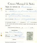 Registo de matricula de carroceiro em nome de António do Amaral Valentim, morador em Albarraque, com o nº de inscrição 2083.
