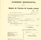 Registo de um veiculo de duas rodas tirado por dois animais de espécie muar destinado a transporte de mercadorias em nome de José Ribeiro Marques, morador na Idanha.