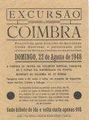 Programa de uma excursão a Coimbra organizada pela Sociedade União Sintrense e patrocinada pelo jornal de Sintra.