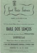 Programa da Sociedade União Sintrense anunciando o "Baile dos Lenços" no Ginásio Ernesto Nobre com a Orquestra Primavera.