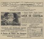 Programa do filme "Leoa de Castela" com a participação de Amparo Rivelles, Virgílio Teixeira, Manuel Luna e Alfredo Mayo. 