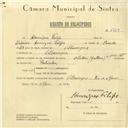 
Registo de velocípede de marca Motori-Galloni, com o nº 5779, em nome de Henrique Felipe, morador em Albarraque.
