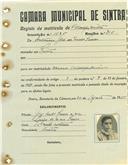 Registo de matricula de velocipedista em nome de António José de Melo Soares, morador em Sintra, com o nº de inscrição 1025.