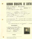 Registo de matricula de velocipedista em nome de Pedro Quintela Pessoa Lopes, morador em Sintra, com o nº de inscrição 2043.