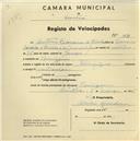 Registo de velocípede de marca Olympique, com o nº 1171, em nome de António Francisco d'Oliveira, morador em Pernigem.