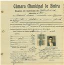 Registo de matricula de velocipedista em nome de Manuel Inácio, morador em Carraças, com o nº de inscrição 724.