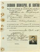Registo de matricula de velocipedista em nome de António da Purificação Pereira, morador em Mem Martins, com o nº de inscrição 1022.