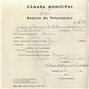 Registo de velocípede de marca Raio, com o nº 4592, em nome de António Rodrigues Simões André, morador em Belas.
