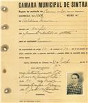 Registo de matricula de carroceiro de 2 ou mais animais em nome de Adelina Maria, moradora na Assafora, com o nº de inscrição 1987.