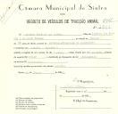 Registo de um veiculo de duas rodas tirado por um ou mais animais de espécie cavalar destinado a transporte de mercadorias em nome de António Nicolau dos Santos, morador no Mucifal, Colares.