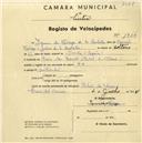 Registo de velocípede com o nº 1944, em nome de Inácio de Noriega de la Borbolla, morador em Pinhal da Nazaré.