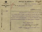 Ofício do Tenente Coronel do Recrutamento e Reserva nº 1, João de Passos Pereira de Castro Júnior, ao Administrador do Concelho de Sintra, enviando os títulos de isenção dos contribuintes, Joaquim António Tomás, de Montelavar, Francisco Pedro, de Belas e Eduardo Sebastião Jorge, de Montelavar.