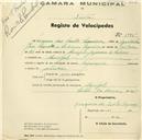 Registo de velocípede com o nº 1095, em nome de Joaquim dos Santos Sequeira, morador em Mucifal.