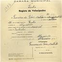 Registo de velocípede de marca Nacional, com o nº 631, em nome de Francisco da Silva Martinho, morador em Algueirão.