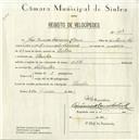 Registo de velocípede de marca D.S.L., com o nº 5158, em nome de José Maria Ferreira Claro, morador em Idanha.