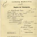 Registo de velocípede de marca Deka, com o nº 1932, em nome de Carlos Carvalho Ferreira, morador em S. Pedro de Sintra.
