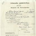 Registo de velocípede de marca J.M.F. com motor, com o nº 5233, em nome de Sabino Manuel Azenha, morador em Alvarinhos.
