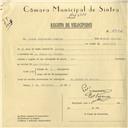 Registo de velocípede com o nº 6002, em nome de Jacob Silvestre Mendes, morador em S. Pedro de Sintra.
