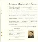 Registo de matricula de velocipedista em nome de José Martins do Carmo, morador na Praia das Maças, com o nº de inscrição 6534.