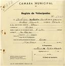 Registo de velocípede com o nº 1760, em nome de António da Silva Canada, morador em Covas.
