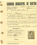 Registo de matricula de cocheiro profissional em nome de José da Cruz Ferreira, morador em Ulgueira, com o nº de inscrição 886.