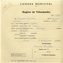 Registo de velocípede de marca Nacional, com o nº 2860, em nome de Francisco António, morador em Atalaia de Baixo.