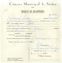 Registo de velocípede com o nº 5525, em nome de Manuel Lúcio, morador em Carenque.