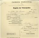 Registo de velocípede com o nº 1070, em nome de Abílio José Simões, morador em Linhó.