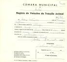 Registo de um veiculo de duas rodas tirado por dois animais de espécie muar destinado a transporte de mercadorias em nome de Sabino Antunes, morador em Aruil.