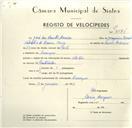 Registo de velocípede com o nº 9576, em nome de José dos Santos Moreira, morador em Carenque.