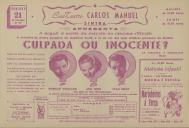 Programa do filme "Culpada ou Inocente" com a participação de Norman Wooland, Ann Todd e Ivan Desny.