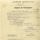Registo de velocípede de marca La Guide, com o nº 2272, em nome de Manuel Valle Henriques, morador em Monte Santos.