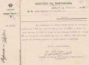 Ofício do  Tenente Coronel  do Recrutamento e Recrutamento e Reserva do Distrito, João de Passos Pereira de Castro Júnior, ao Administrador do Concelho de Sintra, referente a devolução de uma taxa militar de 1931 de Diogo de Almeida, em virtude do mesmo não se encontrar recenseado nos anos de 1929 a 1931 pela freguesia de Colares.