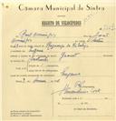 Registo de velocípede com o nº 7627, em nome de Raul Domingos, morador em Eugaria.
