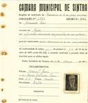 Registo de matricula de carroceiro de 2 ou mais animais em nome de Armando Faria, morador em Paiões, com o nº de inscrição 1928.