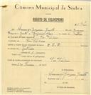 Registo de velocípede de marca E.J.F., com o nº 7707, em nome de Domingos Joaquim Janota, morador em Pero Pinheiro.