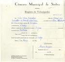 Registo de velocípede de marca Origam, com o nº 8735, em nome de João Vieira Gonçalves, morador em A- da-Beja.