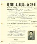 Registo de matricula de velocipedista em nome de Afonso Batista Cavalheiro, morador em Montelavar, com o nº de inscrição 1978.