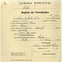 Registo de velocípede de marca Nacional, com o nº 1219, em nome de António da Costa Nunes, morador em Penedo.