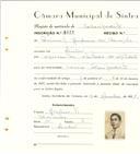 Registo de matricula de velocipedista em nome de Manuel Joaquim da Conceição, morador no Linhó, com o nº de inscrição 6523.