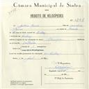 Registo de velocípede de marca Champion, com o nº 5164, em nome de António Gomes, morador em Queluz.