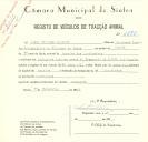 Registo de um veiculo de duas rodas tirado por dois animais de espécie asinina destinado a transporte de mercadorias em nome de Maria Filomena Caetano, moradora na Codiceira, São João.