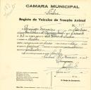 Registo de um veiculo de duas rodas tirado por dois animais de espécie bovina destinado a transporte de mercadorias em nome de Domingos Francisco, morador em Sacotes.