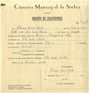 Registo de velocípede de marca Alpino, com o nº 7527, em nome de Floriano Soares Cortes, morador em Vila Verde.