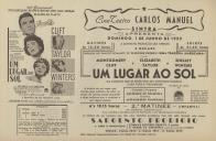 Programa do filme "Um Lugar ao Sol" com a participação de Elizabeth Taylor, Sheelley Winters e Montgomery Clif.