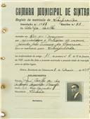 Registo de matricula de velocipedista em nome de Adolfo Coelho, morador em Rio de mouro, com o nº de inscrição 1127.