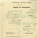 Registo de velocípede de marca Peugeot, com o nº 2399, em nome de Rogério Inácio Pereira, morador em Rua Elias Garcia nº 16, Carenque.